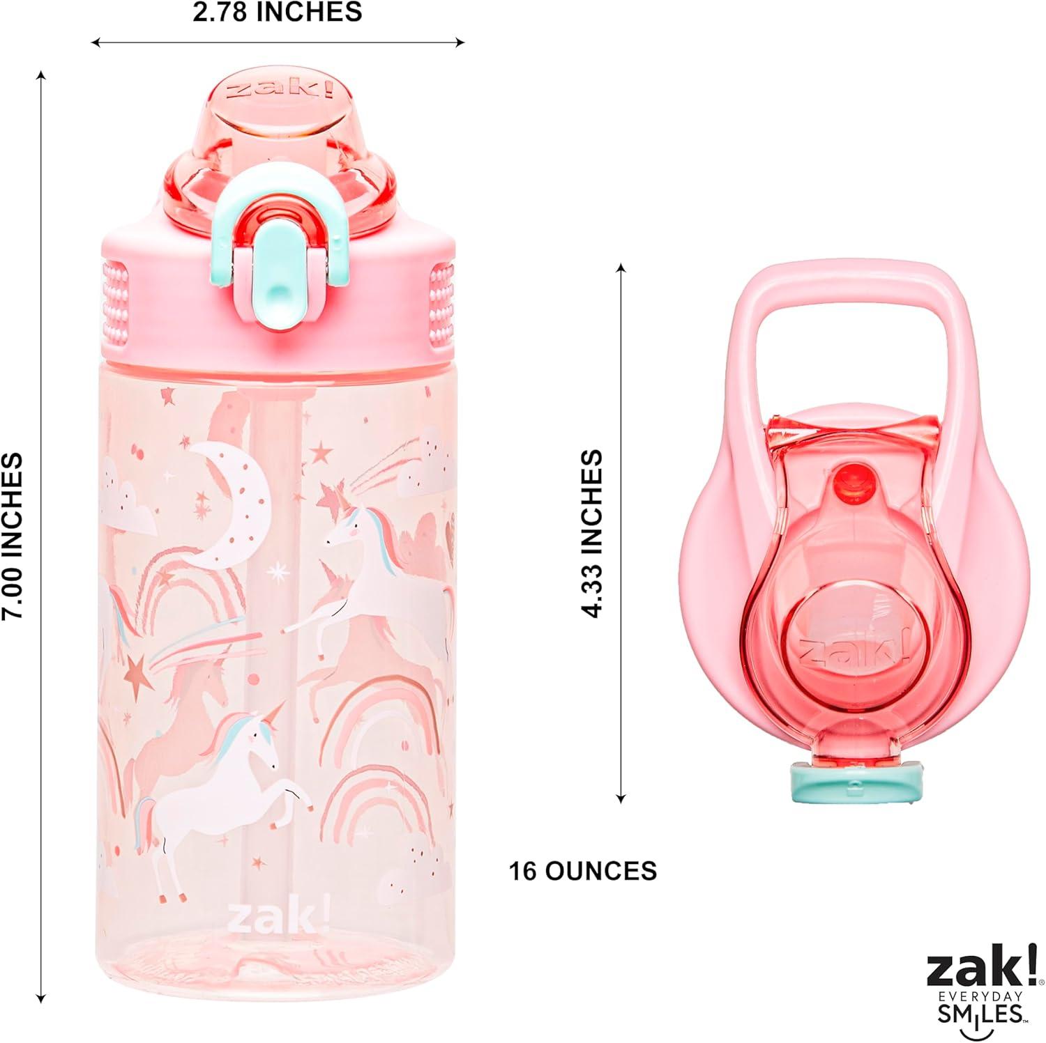 imageZak Designs Bluey Sage Kids Water Bottle For School or Travel 16oz Durable Plastic Water Bottle With Straw Handle and LeakProof PopUp Spout Cover Bluey amp BingoFanciful Unicorn