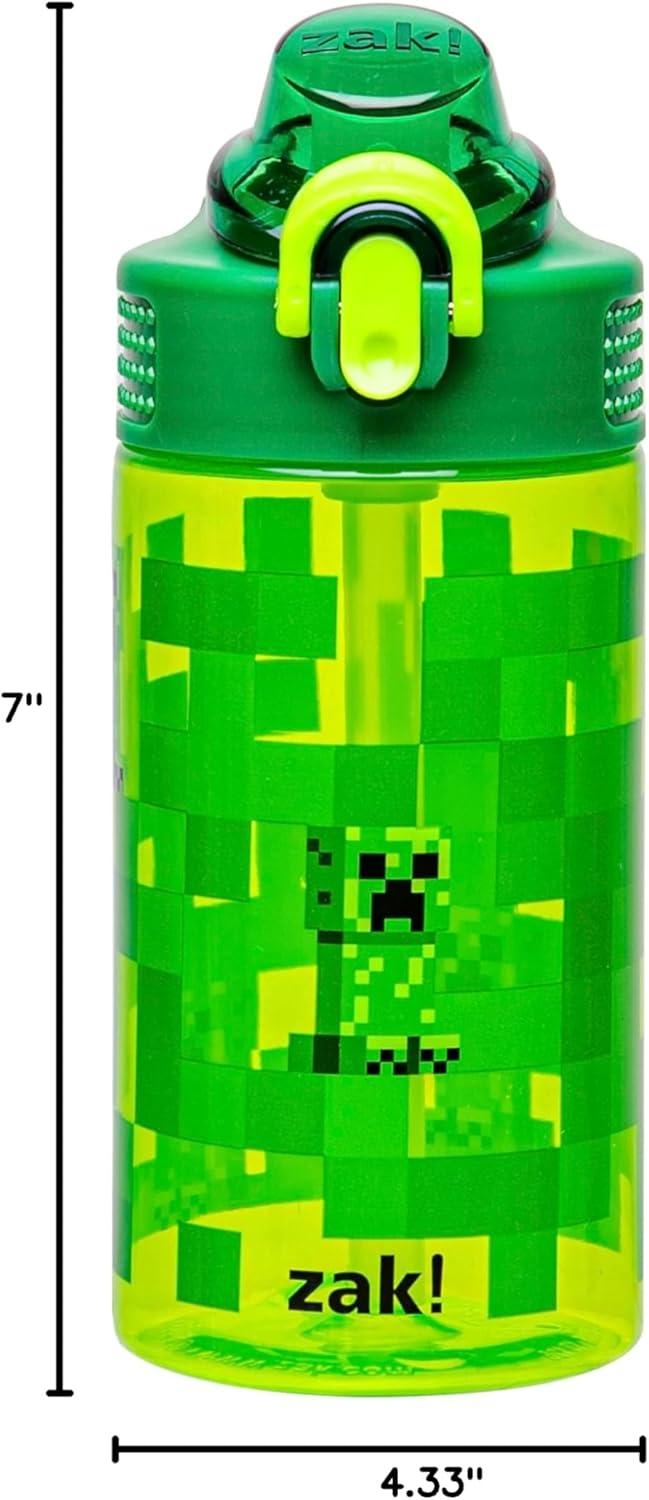 imageZak Designs Bluey Sage Kids Water Bottle For School or Travel 16oz Durable Plastic Water Bottle With Straw Handle and LeakProof PopUp Spout Cover Bluey amp BingoMinecraft Creeper