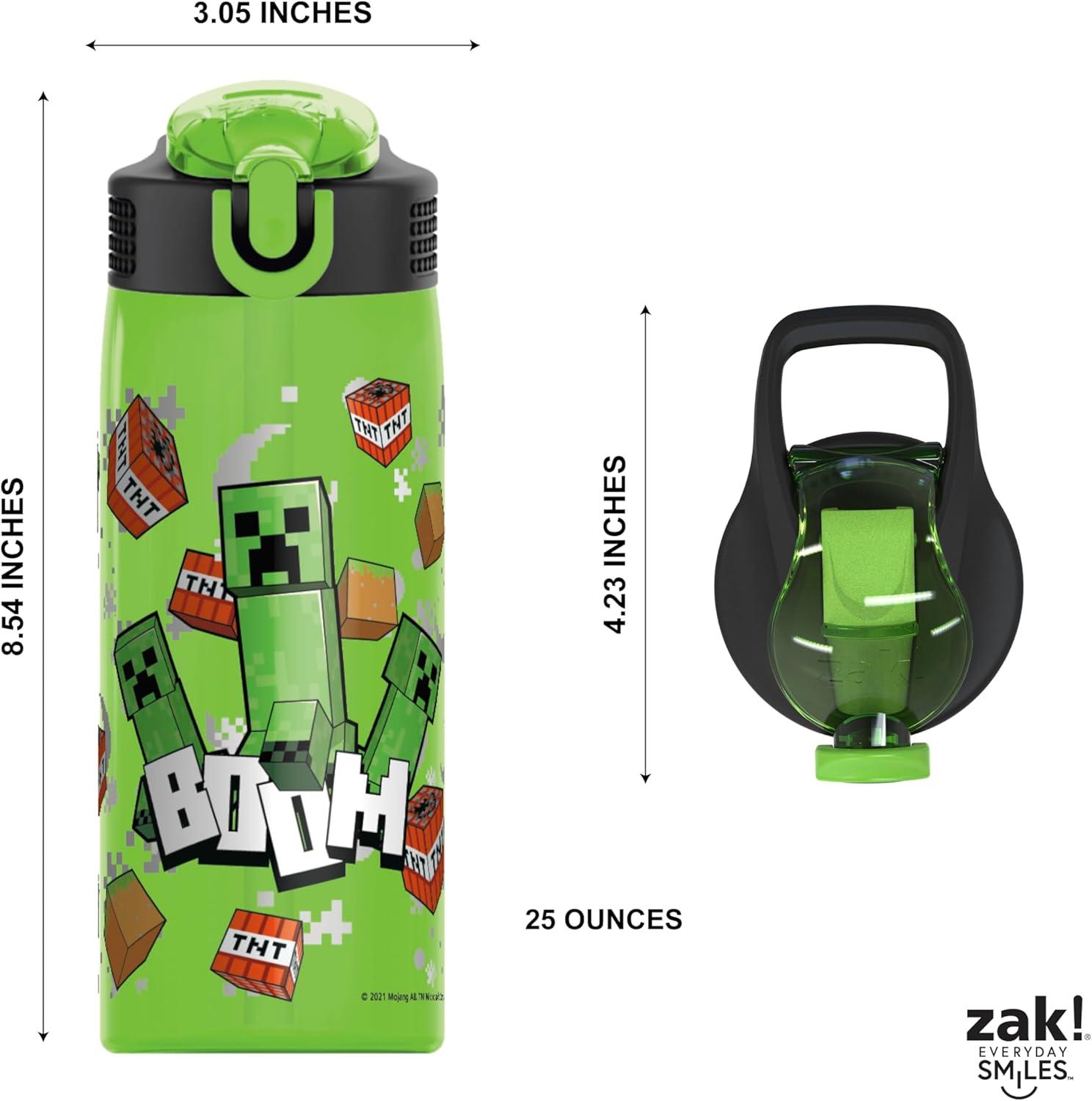 imageZak Designs Bluey Sage Kids Water Bottle For School or Travel 16oz Durable Plastic Water Bottle With Straw Handle and LeakProof PopUp Spout Cover Bluey amp BingoMinecraft