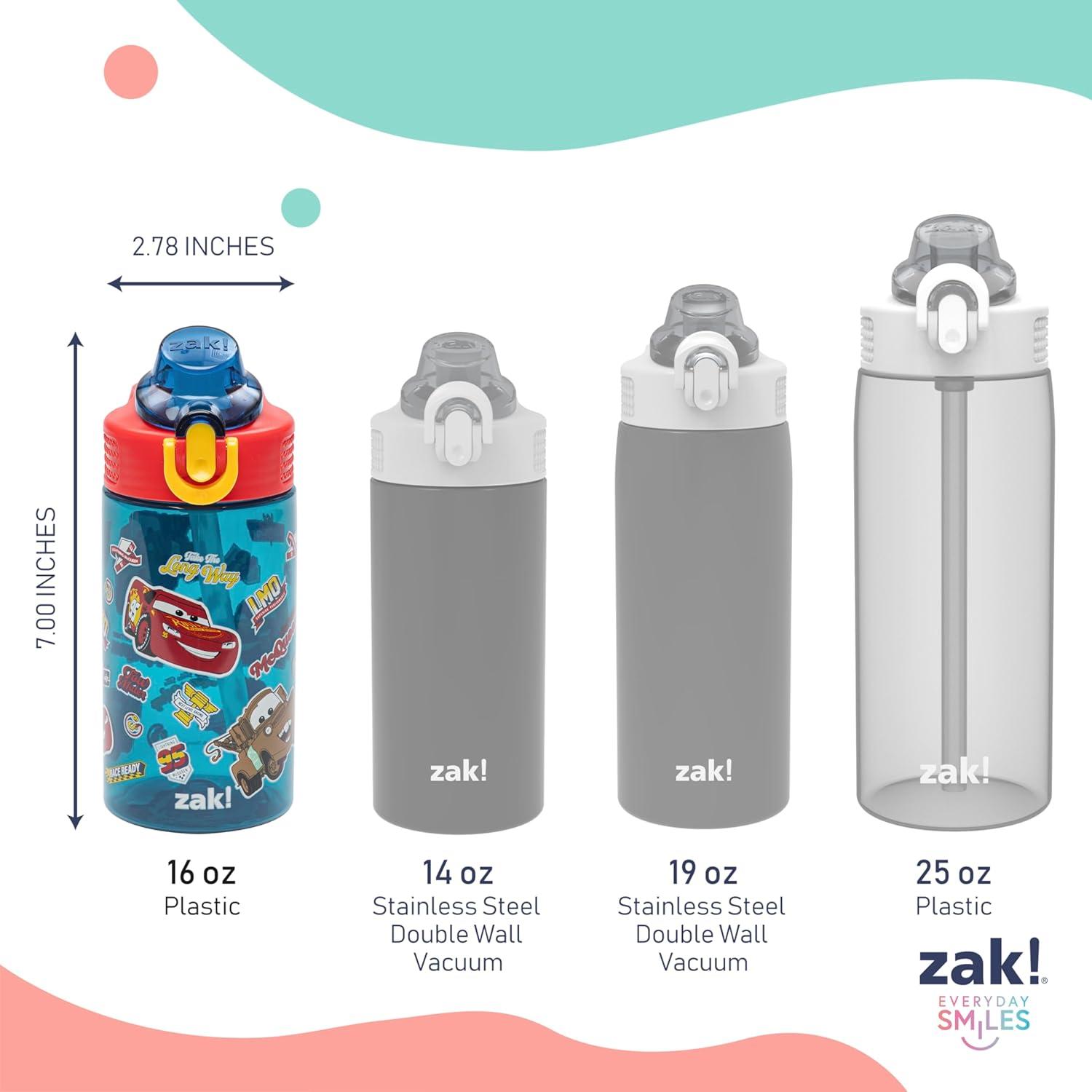 imageZak Designs Bluey Sage Kids Water Bottle For School or Travel 16oz Durable Plastic Water Bottle With Straw Handle and LeakProof PopUp Spout Cover Bluey amp BingoCars Lightning McQueen Mater