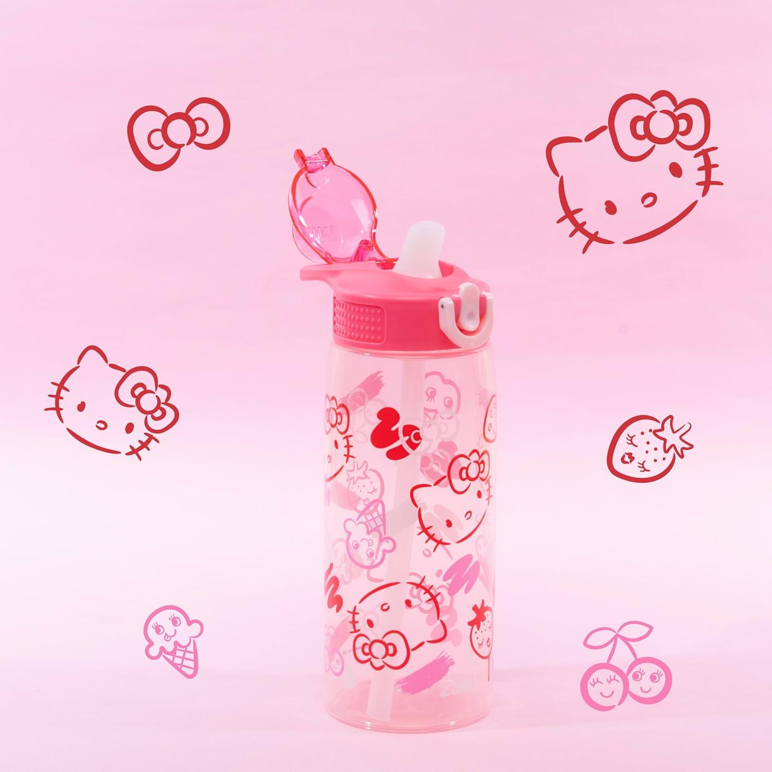 imageZak Designs Bluey Sage Kids Water Bottle For School or Travel 16oz Durable Plastic Water Bottle With Straw Handle and LeakProof PopUp Spout Cover Bluey amp BingoHello Kitty