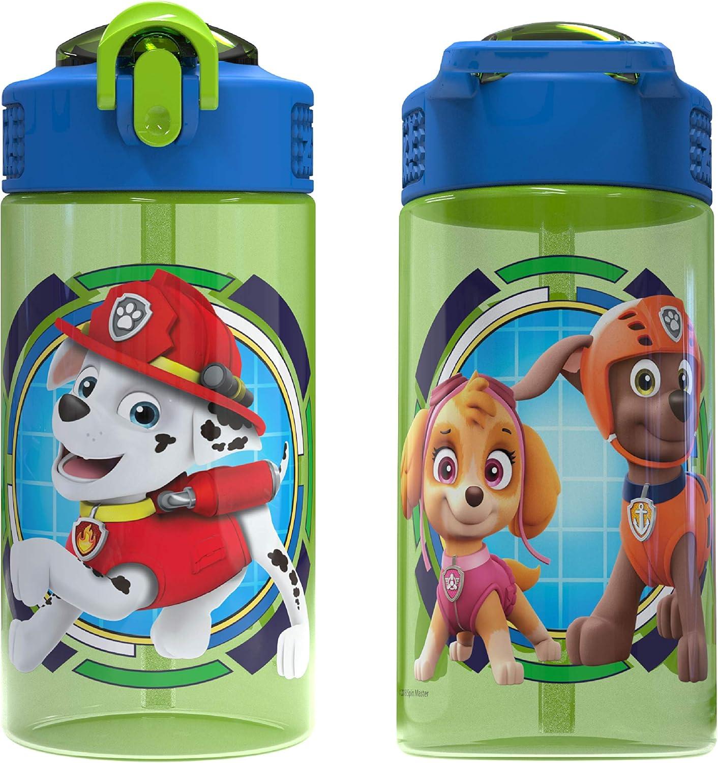imageZak Designs Bluey Sage Kids Water Bottle For School or Travel 16oz Durable Plastic Water Bottle With Straw Handle and LeakProof PopUp Spout Cover Bluey amp BingoPaw Patrol