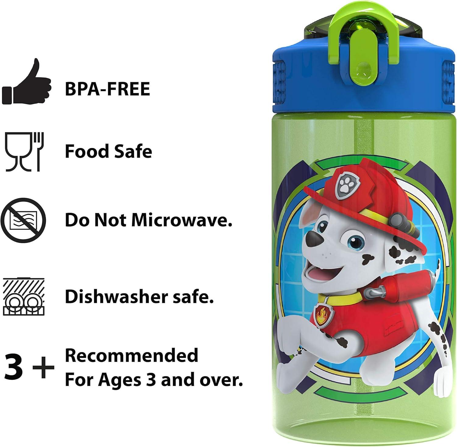 imageZak Designs Bluey Sage Kids Water Bottle For School or Travel 16oz Durable Plastic Water Bottle With Straw Handle and LeakProof PopUp Spout Cover Bluey amp BingoPaw Patrol