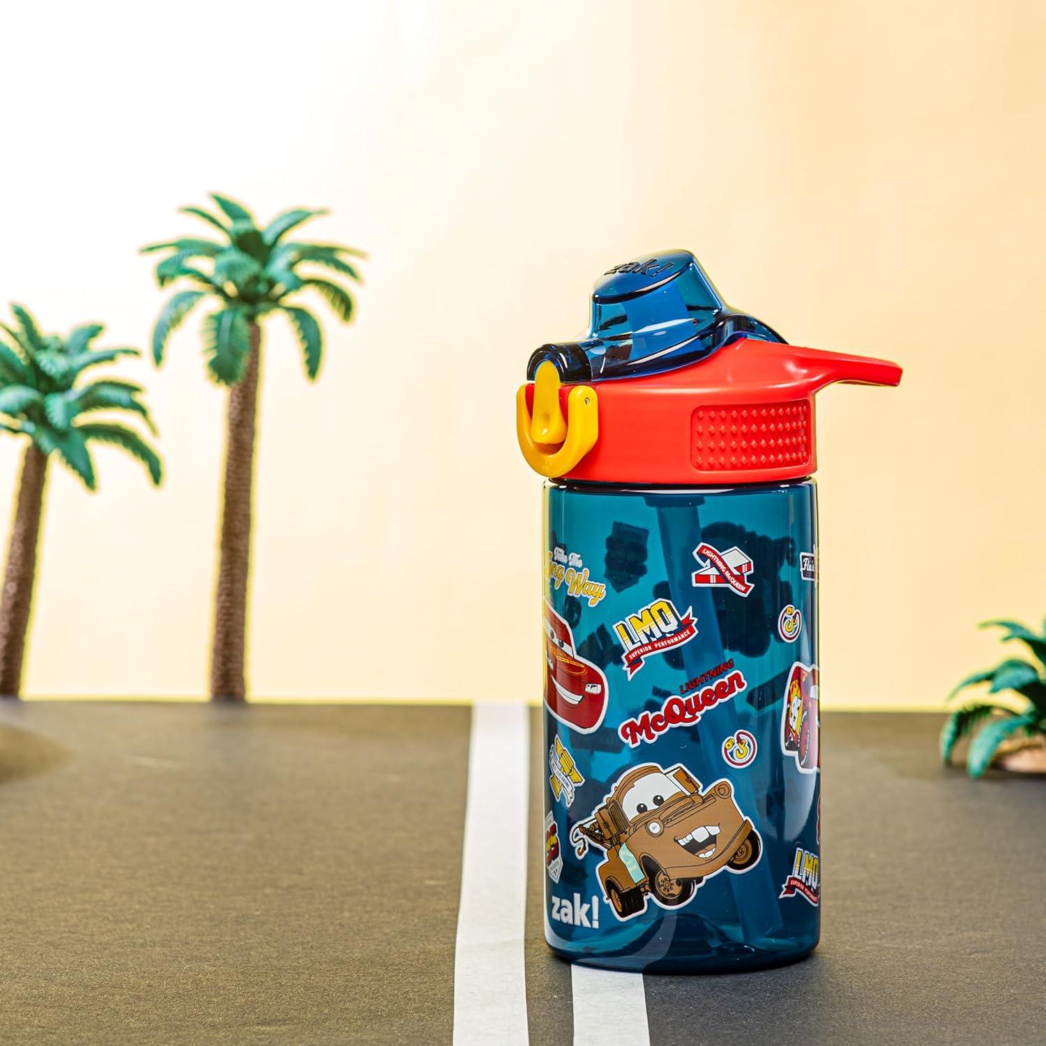 imageZak Designs Bluey Sage Kids Water Bottle For School or Travel 16oz Durable Plastic Water Bottle With Straw Handle and LeakProof PopUp Spout Cover Bluey amp BingoCars Lightning McQueen Mater