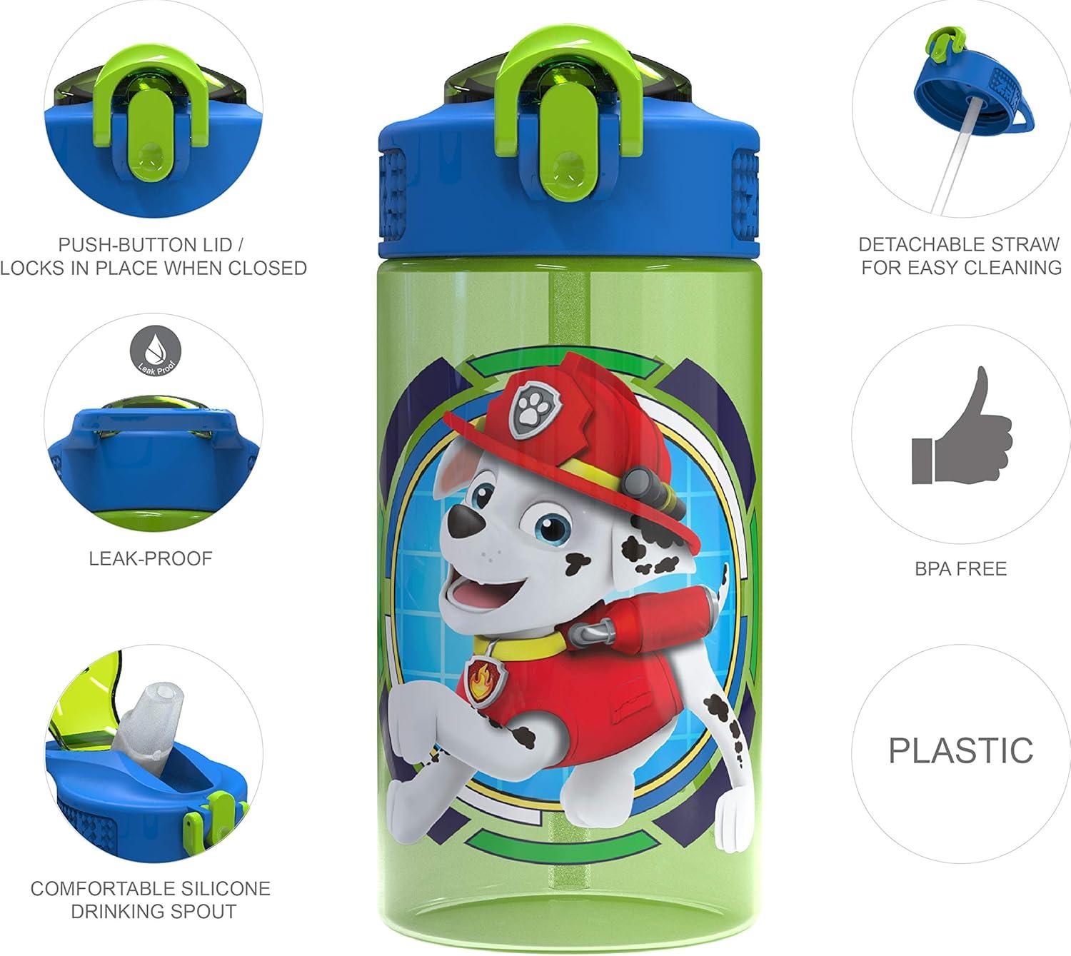 imageZak Designs Bluey Sage Kids Water Bottle For School or Travel 16oz Durable Plastic Water Bottle With Straw Handle and LeakProof PopUp Spout Cover Bluey amp BingoPaw Patrol