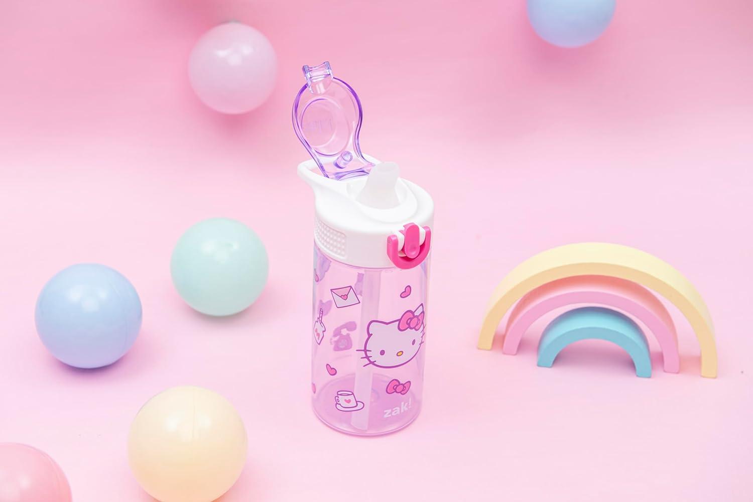 imageZak Designs Bluey Sage Kids Water Bottle For School or Travel 16oz Durable Plastic Water Bottle With Straw Handle and LeakProof PopUp Spout Cover Bluey amp BingoHello Kitty