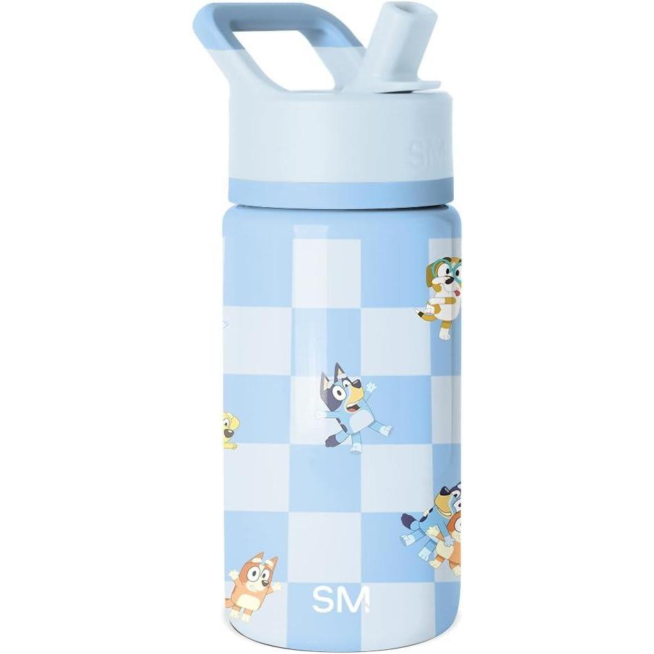 imageSimple Modern Kids Summit Water Bottle with Straw Lid Bluey 18oz Stainless Steel Cup Insulated Tumbler for Girls Boys School  Bluey SkyBluey Checkmate