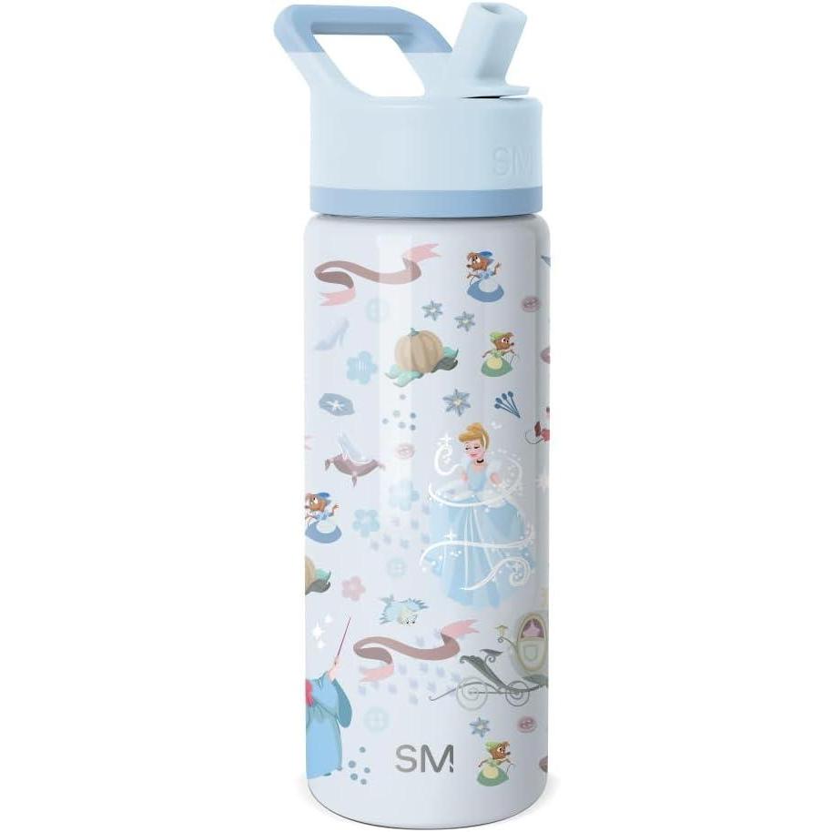imageSimple Modern Kids Summit Water Bottle with Straw Lid Bluey 18oz Stainless Steel Cup Insulated Tumbler for Girls Boys School Bluey SkyDisneyCinderella Floral Wishes