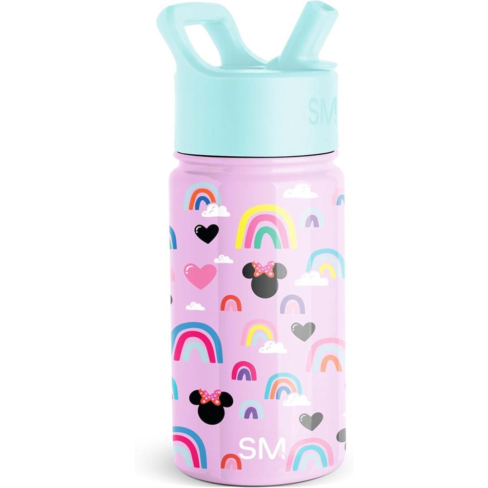 imageSimple Modern Kids Summit Water Bottle with Straw Lid Bluey 18oz Stainless Steel Cup Insulated Tumbler for Girls Boys School Bluey SkyDisneyMinnie Mouse Purple Rainbows