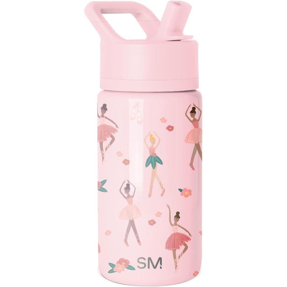 imageSimple Modern Kids Summit Water Bottle with Straw Lid Bluey 18oz Stainless Steel Cup Insulated Tumbler for Girls Boys School Bluey SkyPink Ballerina