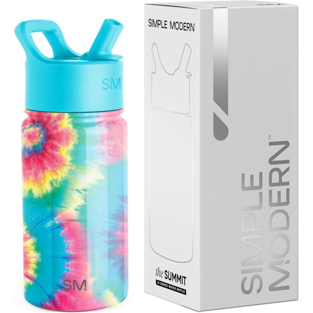imageSimple Modern Kids Summit Water Bottle with Straw Lid Bluey 18oz Stainless Steel Cup Insulated Tumbler for Girls Boys School Bluey SkyTieDye