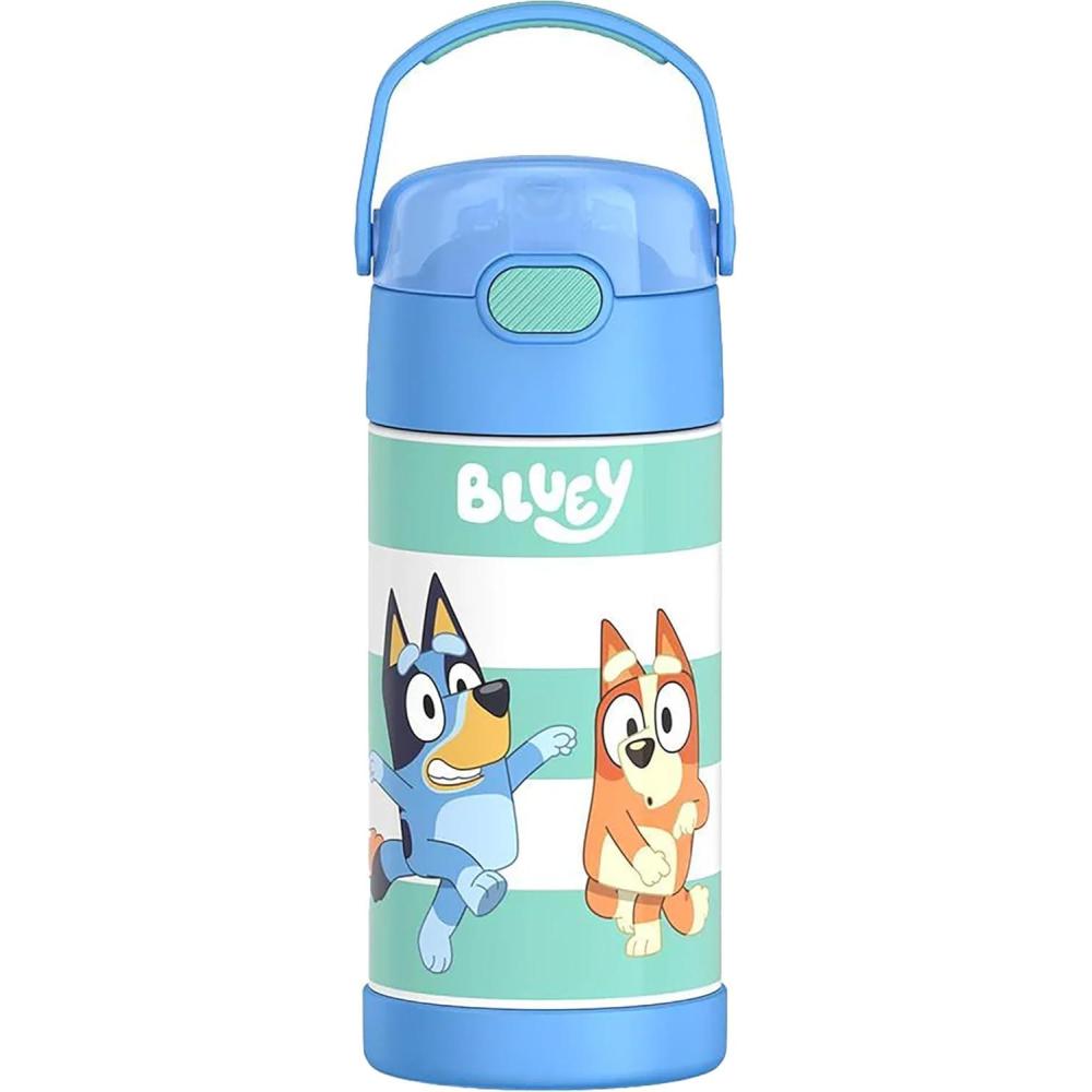 imageTHERMOS FUNTAINER Water Bottle with Straw  12 Ounce  Kids Stainless Steel Vacuum Insulated Water Bottle with Lid BlueyBluey
