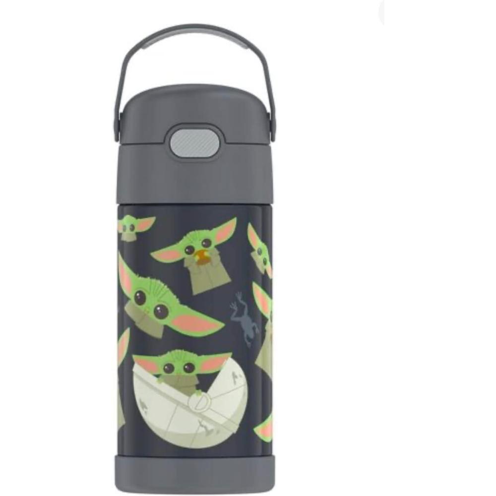 imageTHERMOS FUNTAINER Water Bottle with Straw  12 Ounce  Kids Stainless Steel Vacuum Insulated Water Bottle with Lid BlueyMandalorian