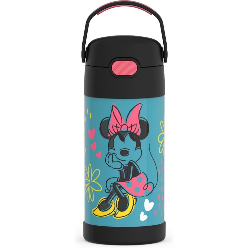 imageTHERMOS FUNTAINER Water Bottle with Straw  12 Ounce  Kids Stainless Steel Vacuum Insulated Water Bottle with Lid BlueyMinnie Mouse