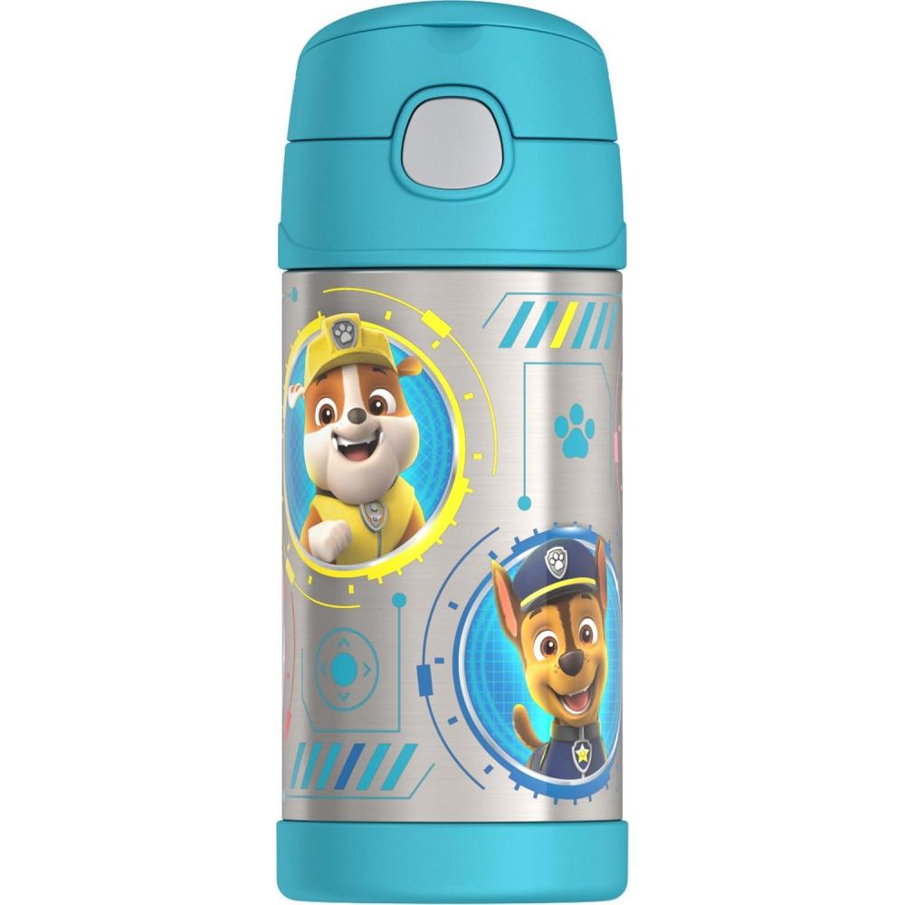 imageTHERMOS FUNTAINER Water Bottle with Straw  12 Ounce  Kids Stainless Steel Vacuum Insulated Water Bottle with Lid BlueyPaw Patrol Blue