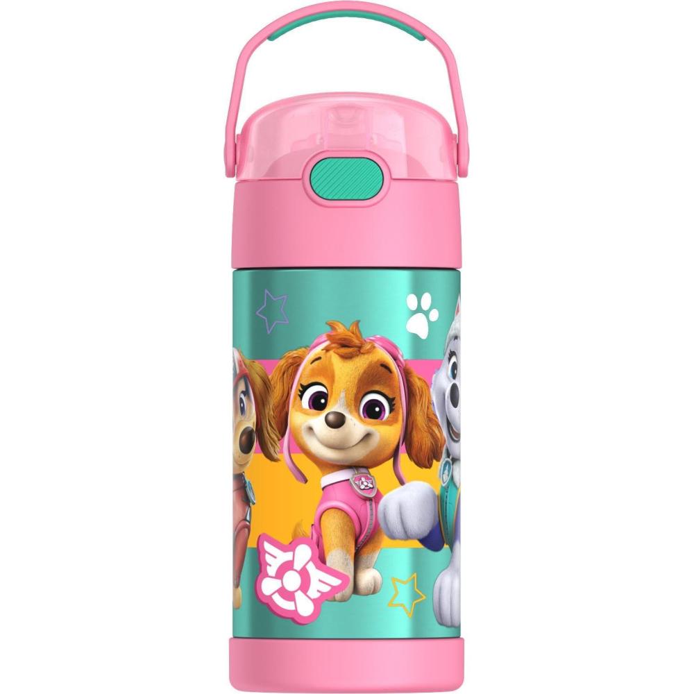 imageTHERMOS FUNTAINER Water Bottle with Straw  12 Ounce  Kids Stainless Steel Vacuum Insulated Water Bottle with Lid BlueyPaw Patrol Girl