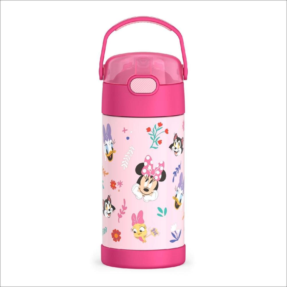 imageTHERMOS FUNTAINER Water Bottle with Straw 12 Ounce Kids Stainless Steel Vacuum Insulated Water Bottle with Lid BlueyPreschool Minnie