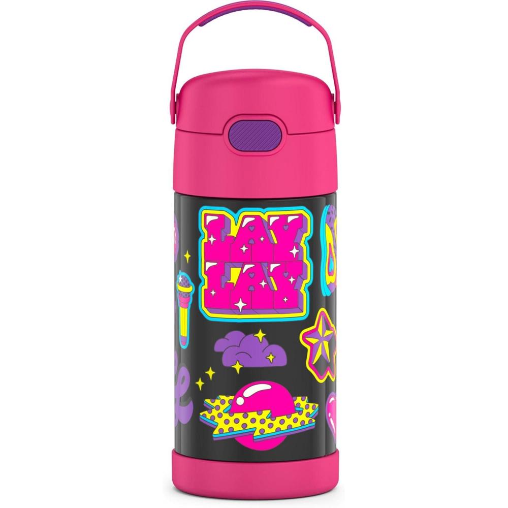 imageTHERMOS FUNTAINER Water Bottle with Straw  12 Ounce  Kids Stainless Steel Vacuum Insulated Water Bottle with Lid BlueyThat Girl Lay Lay