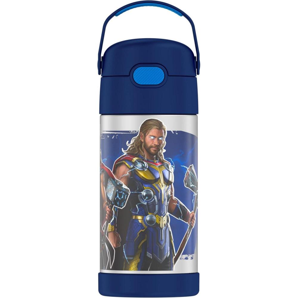 imageTHERMOS FUNTAINER Water Bottle with Straw  12 Ounce  Kids Stainless Steel Vacuum Insulated Water Bottle with Lid BlueyThor