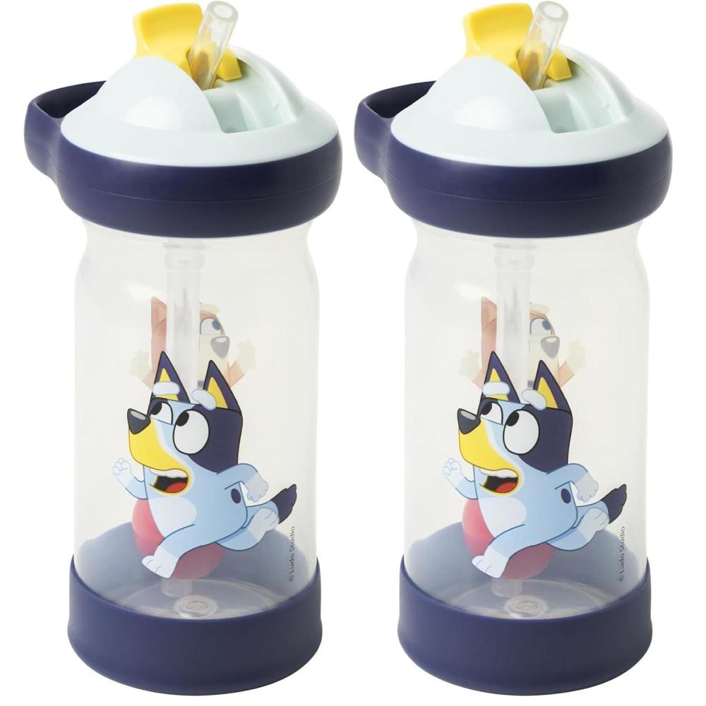 imageThe First Years Bluey Sip amp See Toddler Water Bottle Includes Floating Charm Toddler Cups with Straw 12 Oz Ages 24 Months and Up12 Ounces Pack of 2