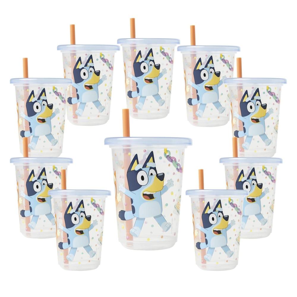 imageThe First Years Bluey Take amp Toss Toddler Straw Cups  Spill Proof Toddler Sippy Cups with Snap On Lids and Straws  Bluey Gifts and Bluey Party Supplies  10 Oz  10 CountBluey