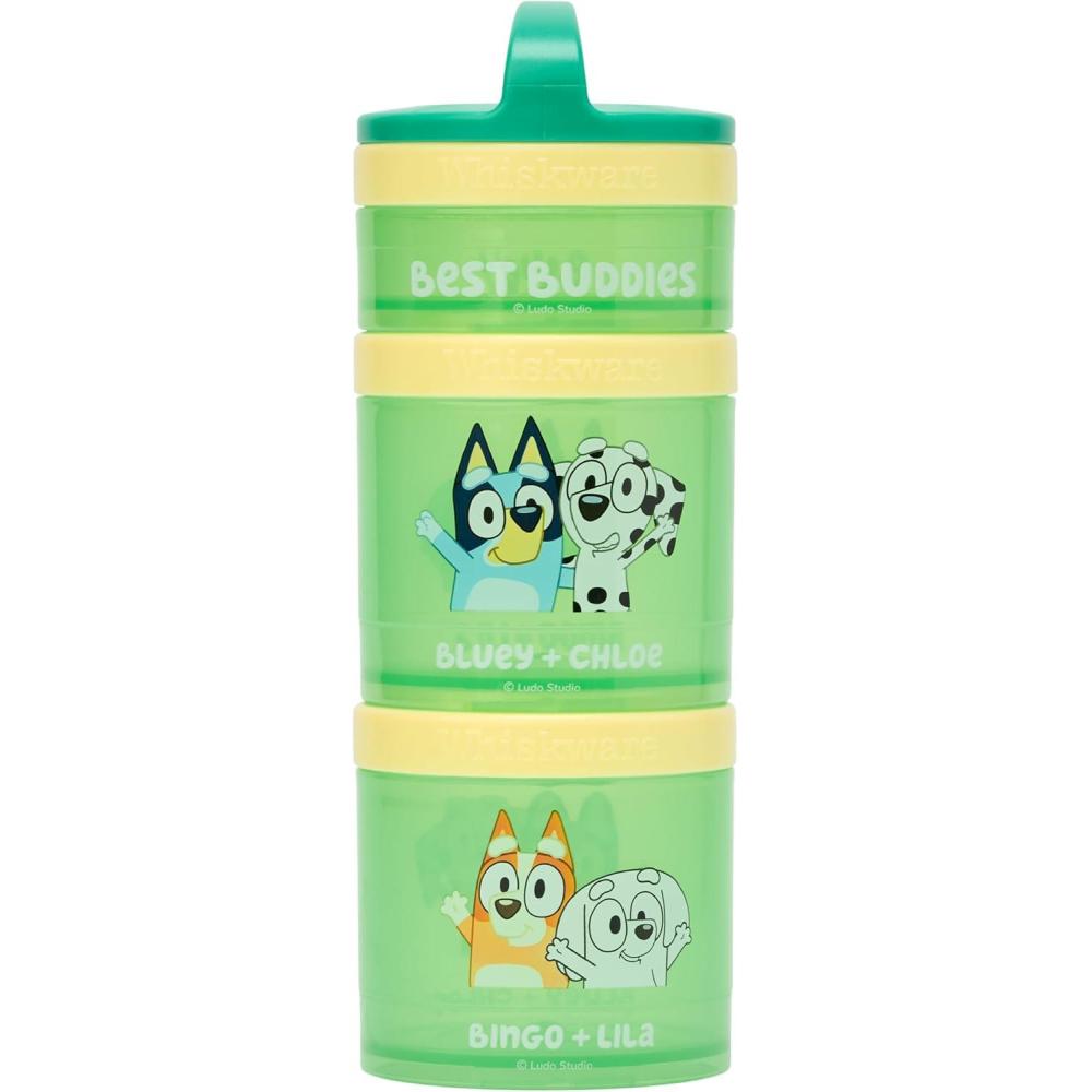 imageWhiskware Bluey Stackable Snack Containers for Babies Toddlers and Kids 3 Stackable Snack Cups for School and Travel Cupholder Friendly Bluey Chloe Bingo and Lila Best BuddiesBest Buddies