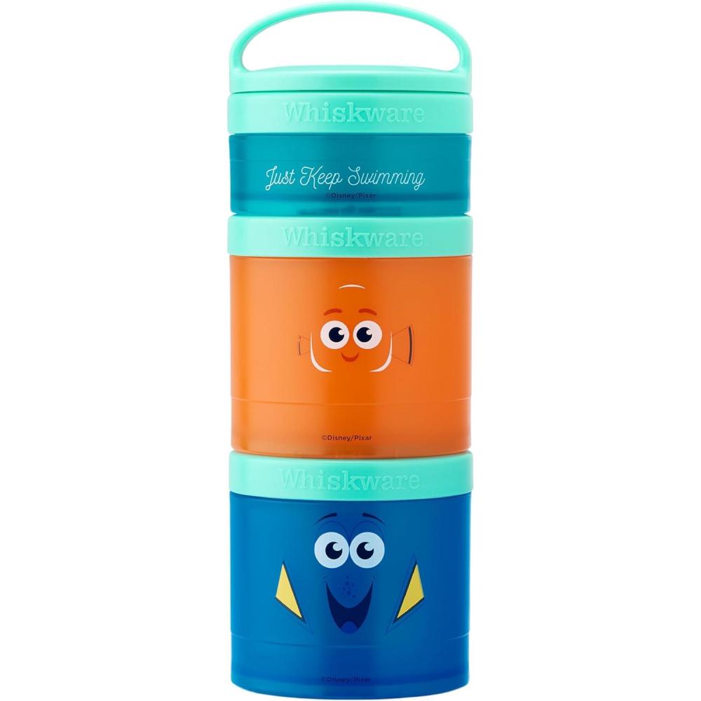 imageWhiskware Bluey Stackable Snack Containers for Kids and Toddlers 3 Stackable Snack Cups for School and Travel Bluey and Bingo HoorayPack of 1Finding Nemo
