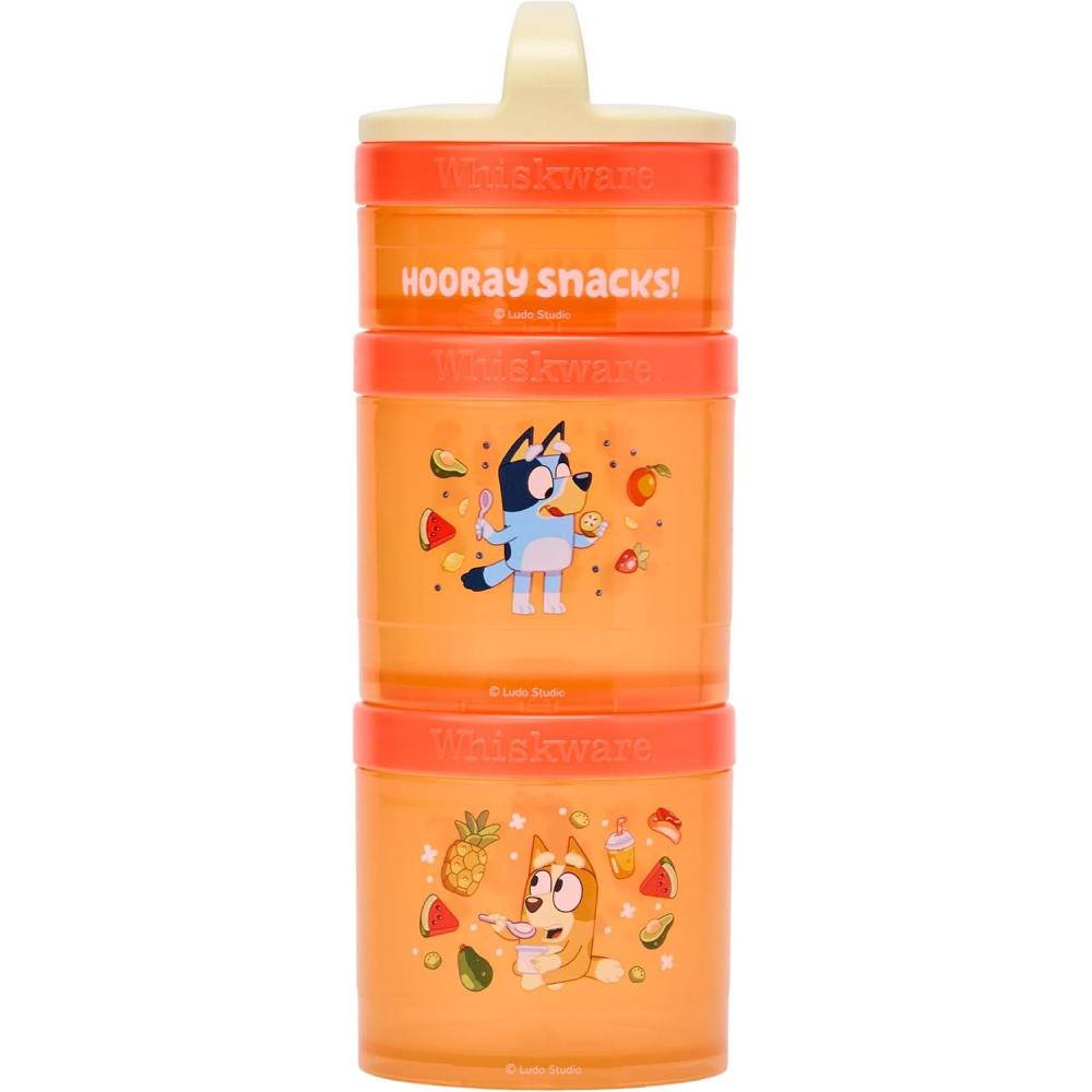 imageWhiskware Bluey Stackable Snack Containers for Kids and Toddlers 3 Stackable Snack Cups for School and Travel Bluey and Bingo HoorayPack of 1Hooray Snacks