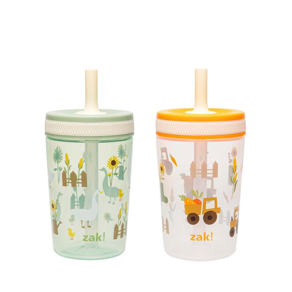 imageZak Designs 15oz Bluey Kelso Tumbler Set LeakProof ScrewOn Lid with Straw Made of Durable Plastic and Silicone Perfect Bundle for Kids 2 Count Pack of 1Silly Goose  Harvest