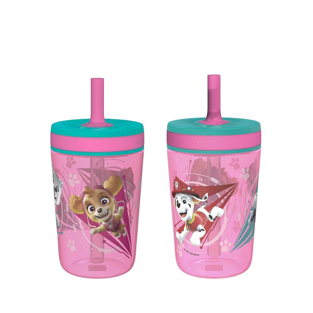 imageZak Designs 15oz Bluey Kelso Tumbler Set LeakProof ScrewOn Lid with Straw Made of Durable Plastic and Silicone Perfect Bundle for Kids 2 Count Pack of 1Paw Patrol  Skye  Everest