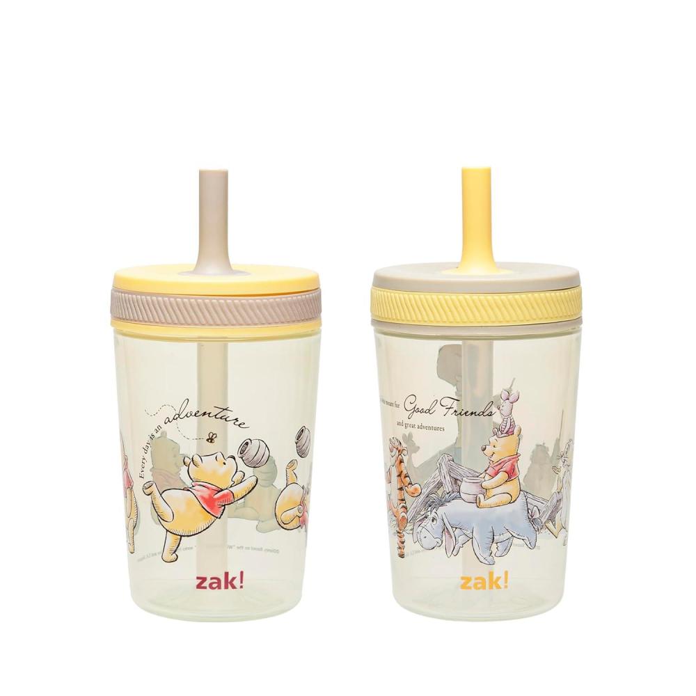imageZak Designs 15oz Bluey Kelso Tumbler Set LeakProof ScrewOn Lid with Straw Made of Durable Plastic and Silicone Perfect Bundle for Kids 2 Count Pack of 1Disney Winnie the Pooh