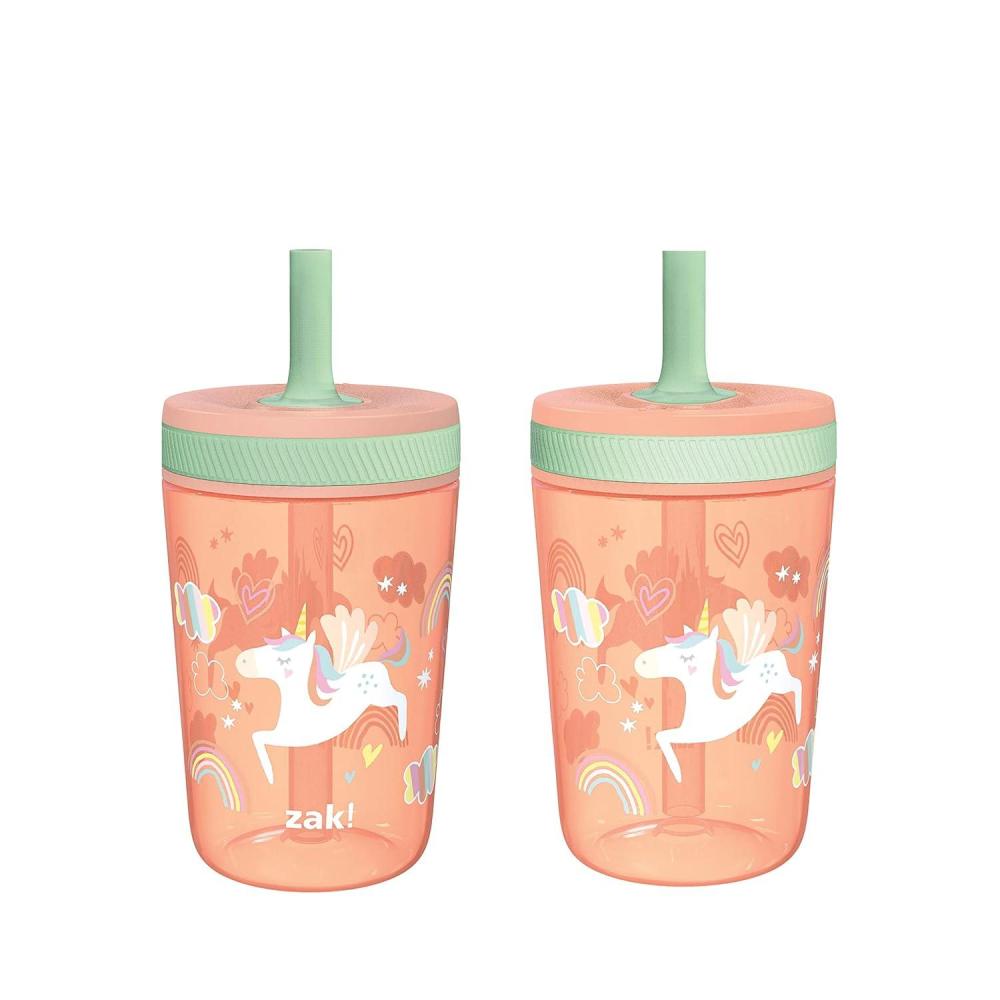 imageZak Designs 15oz Bluey Kelso Tumbler Set LeakProof ScrewOn Lid with Straw Made of Durable Plastic and Silicone Perfect Bundle for Kids 2 Count Pack of 1Unicorn