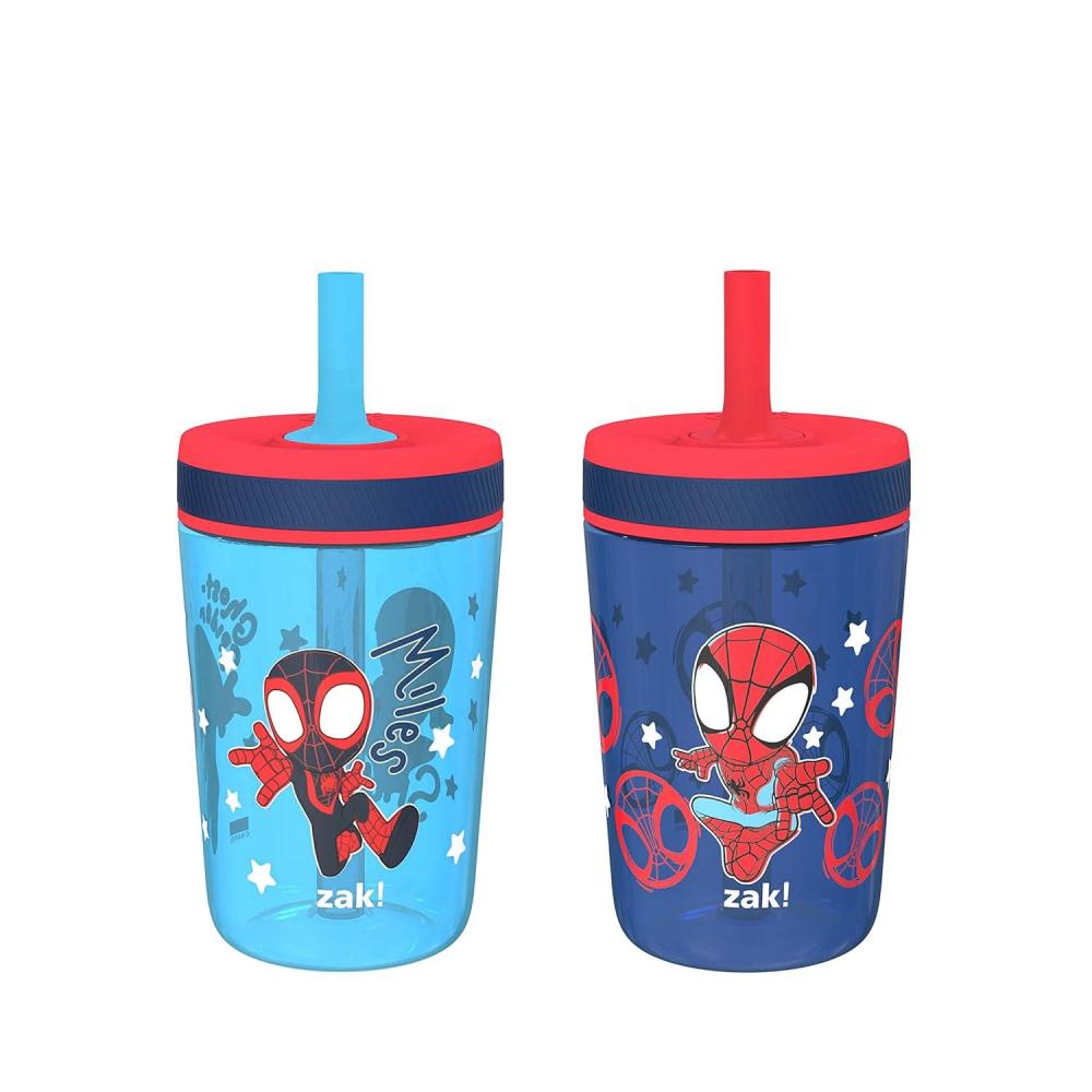 imageZak Designs 15oz Bluey Kelso Tumbler Set LeakProof ScrewOn Lid with Straw Made of Durable Plastic and Silicone Perfect Bundle for Kids 2 Count Pack of 1Spidey and His Amazing Friends