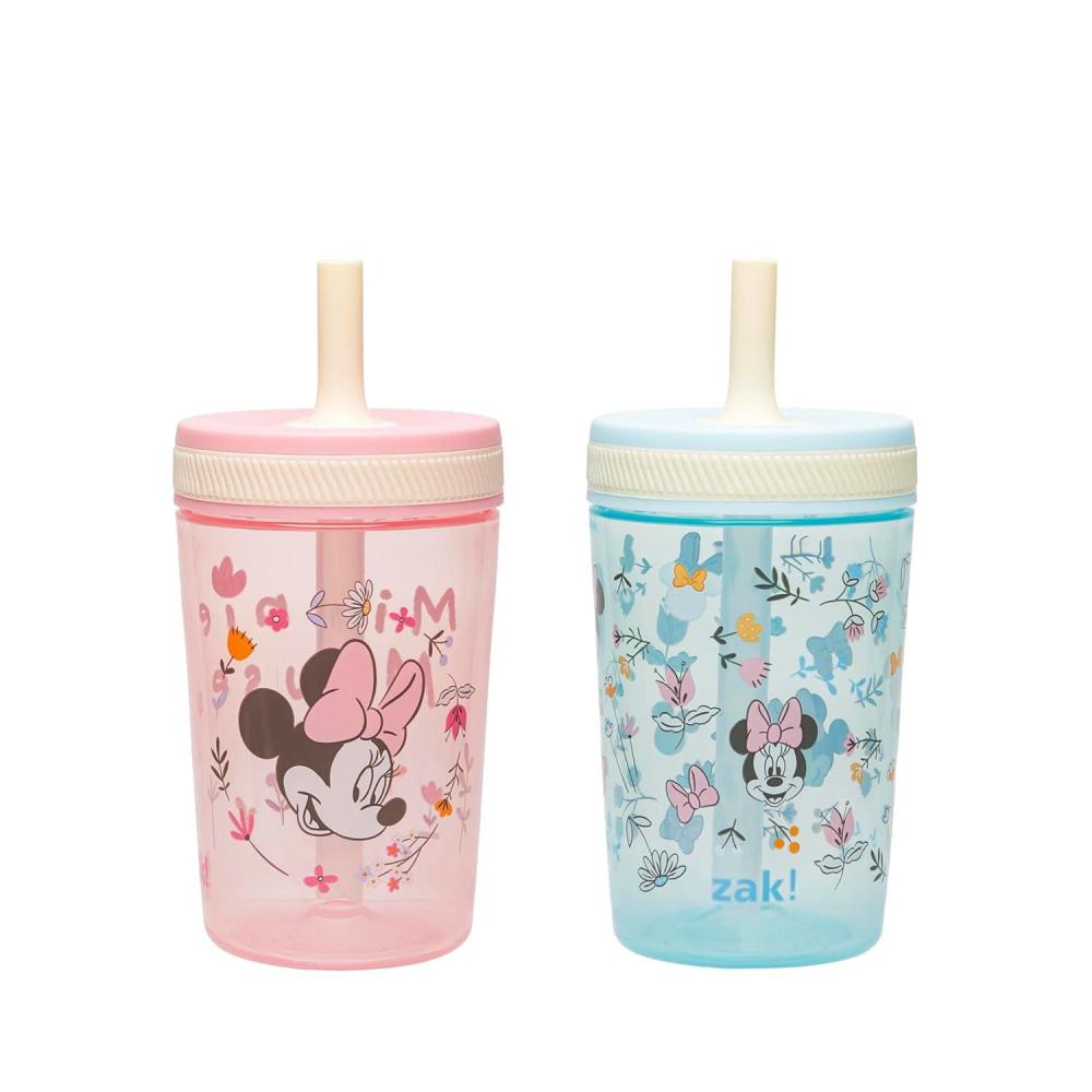 imageZak Designs 15oz Bluey Kelso Tumbler Set LeakProof ScrewOn Lid with Straw Made of Durable Plastic and Silicone Perfect Bundle for Kids 2 Count Pack of 1Disney Minnie Mouse