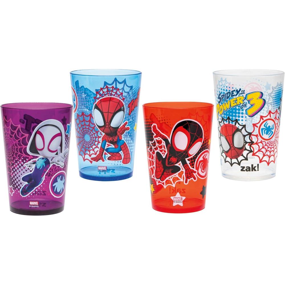 imageZak Designs Bluey Nesting Tumbler Set Includes Durable Plastic Cups with Variety Artwork Fun Drinkware is Perfect for Kids 145 oz 4Pack NonBPASpidey and His Amazing Friends