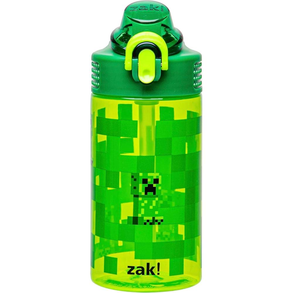 imageZak Designs Bluey Sage Kids Water Bottle For School or Travel 16oz Durable Plastic Water Bottle With Straw Handle and LeakProof PopUp Spout Cover Bluey amp BingoMinecraft Creeper