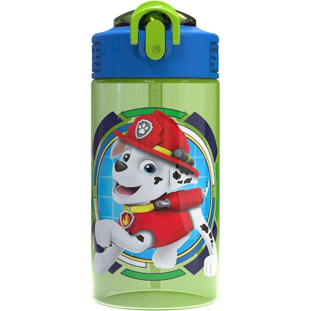 imageZak Designs Bluey Sage Kids Water Bottle For School or Travel 16oz Durable Plastic Water Bottle With Straw Handle and LeakProof PopUp Spout Cover Bluey amp BingoPaw Patrol