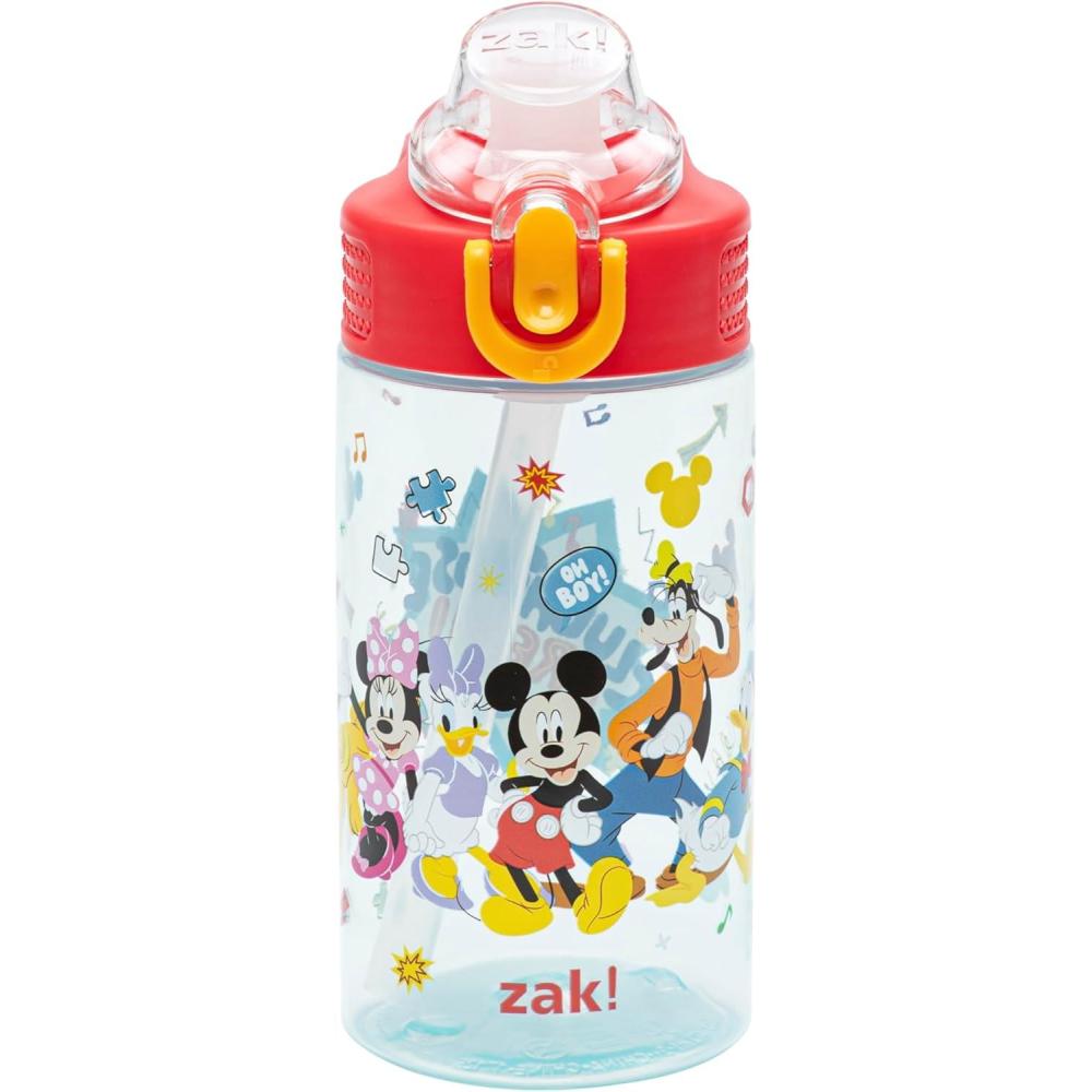imageZak Designs Bluey Sage Kids Water Bottle For School or Travel 16oz Durable Plastic Water Bottle With Straw Handle and LeakProof PopUp Spout Cover Bluey amp BingoMickey Mouse