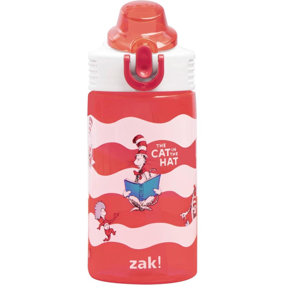 imageZak Designs Bluey Sage Kids Water Bottle For School or Travel 16oz Durable Plastic Water Bottle With Straw Handle and LeakProof PopUp Spout Cover Bluey amp BingoDr Seuss The Cat in the Hat