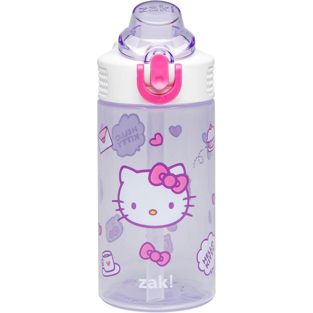 imageZak Designs Bluey Sage Kids Water Bottle For School or Travel 16oz Durable Plastic Water Bottle With Straw Handle and LeakProof PopUp Spout Cover Bluey amp BingoHello Kitty