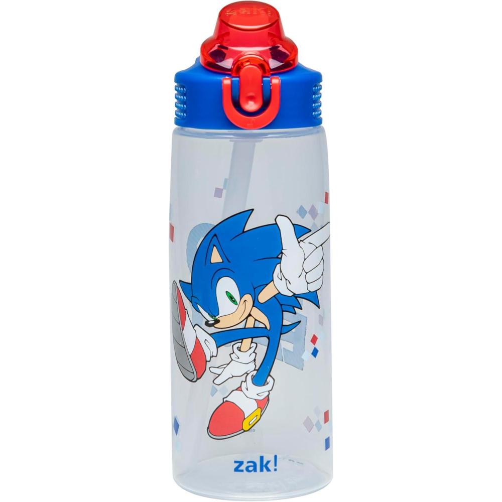 imageZak Designs Bluey Sage Kids Water Bottle For School or Travel 16oz Durable Plastic Water Bottle With Straw Handle and LeakProof PopUp Spout Cover Bluey amp BingoSonic
