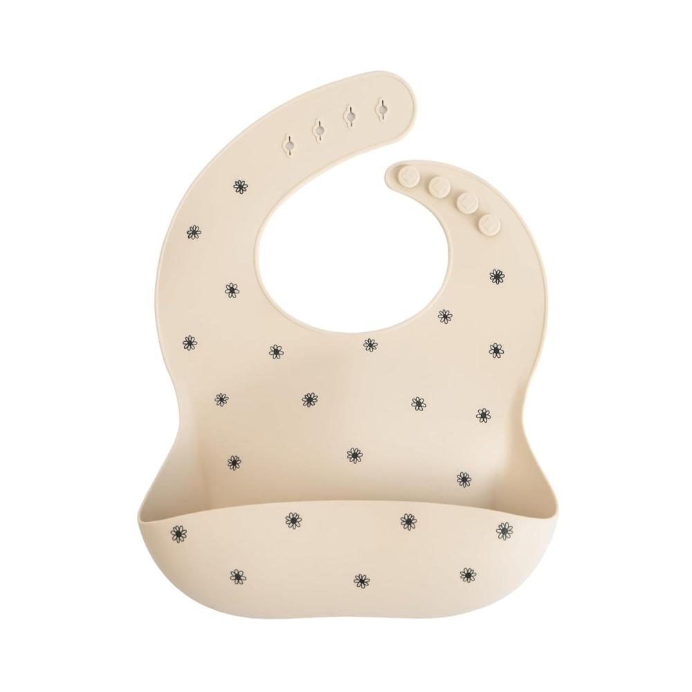 imagemushie x Bluey Silicone Baby Bib  Adjustable Fit Waterproof Bibs Bluey IvoryBlack Daisy