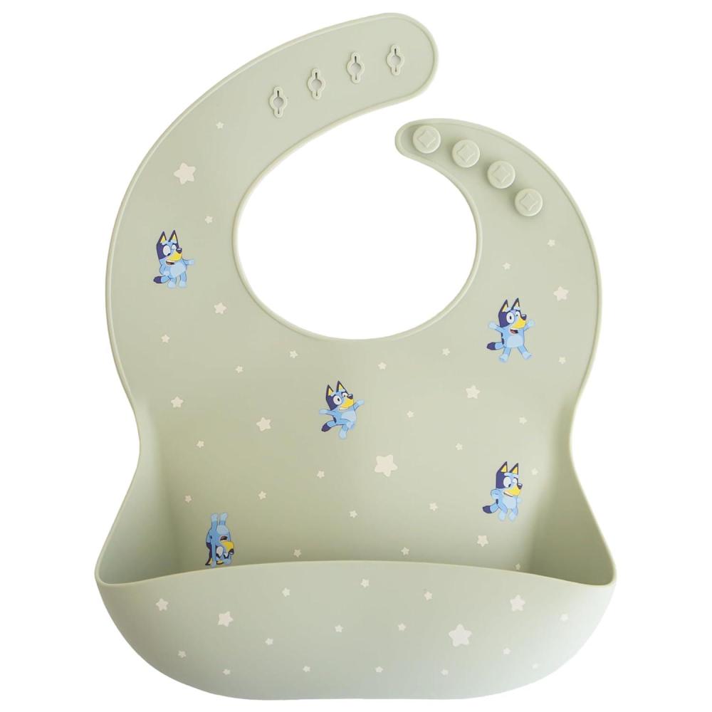 imagemushie x Bluey Silicone Baby Bib  Adjustable Fit Waterproof Bibs Bluey IvoryBluey Sage