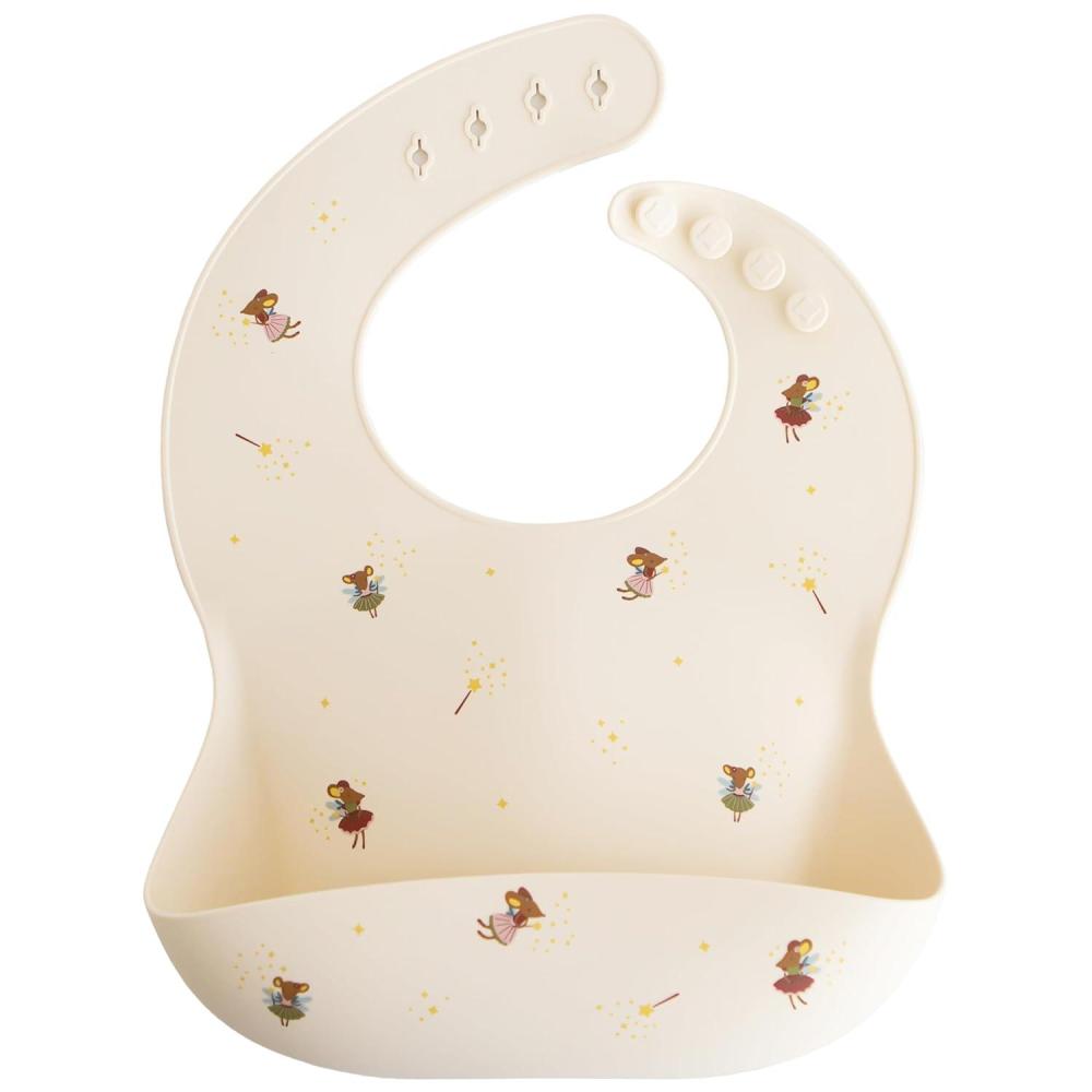 imagemushie x Bluey Silicone Baby Bib  Adjustable Fit Waterproof Bibs Bluey IvoryFairy Mice