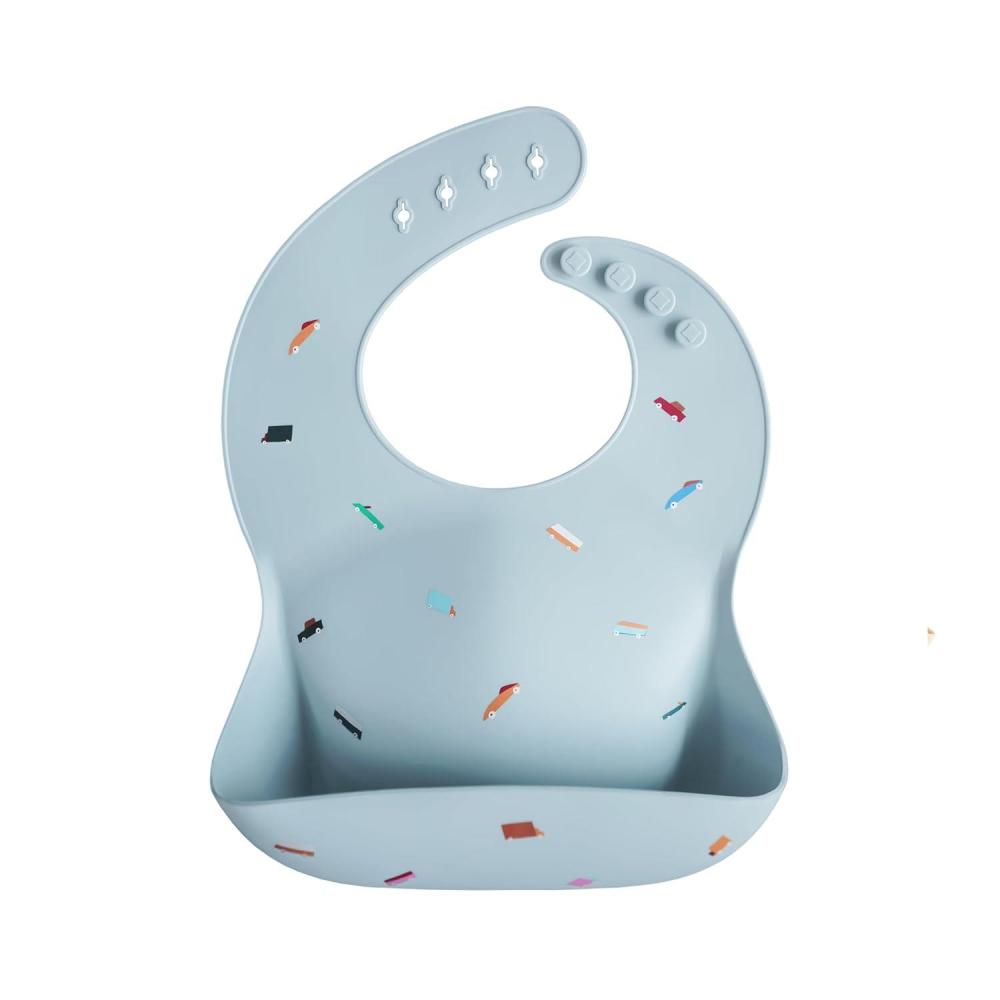 imagemushie x Bluey Silicone Baby Bib  Adjustable Fit Waterproof Bibs Bluey IvoryRetro Cars