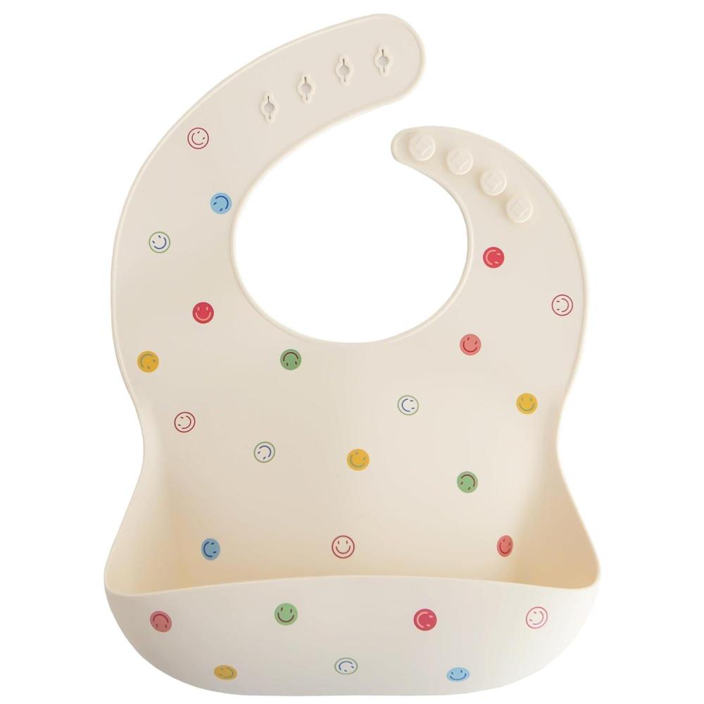 imagemushie x Bluey Silicone Baby Bib  Adjustable Fit Waterproof Bibs Bluey IvorySmiley Face