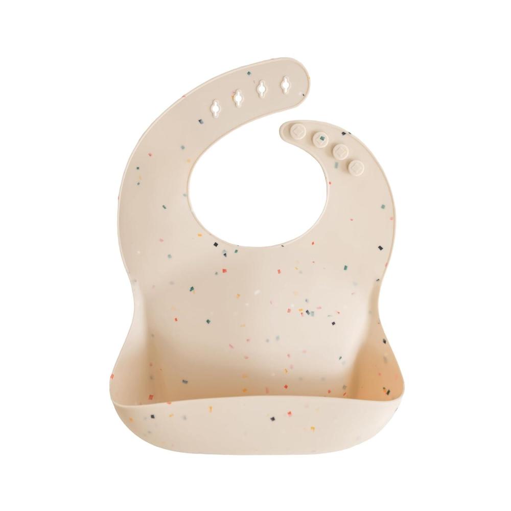 imagemushie x Bluey Silicone Baby Bib  Adjustable Fit Waterproof Bibs Bluey IvoryVanilla Confetti