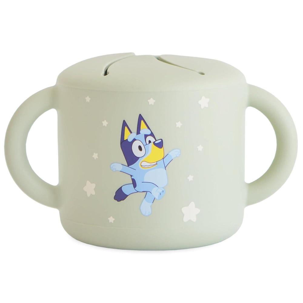 imagemushie x Bluey Silicone Snack Cup  Spill Proof Food Container for Toddler and Baby Bluey SageBluey Sage