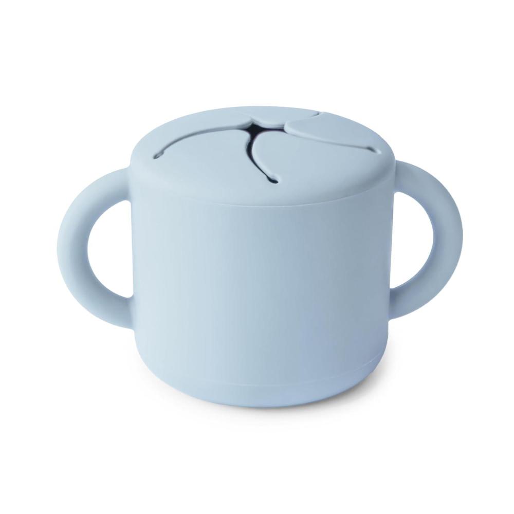 imagemushie x Bluey Silicone Snack Cup  Spill Proof Food Container for Toddler and Baby Bluey SagePowder Blue