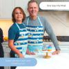 Handstand Kitchen Bluey and Bingo 100% Cotton Blue Stripe Print Patch Pocket Apron Collection(Adult and Child Apron)